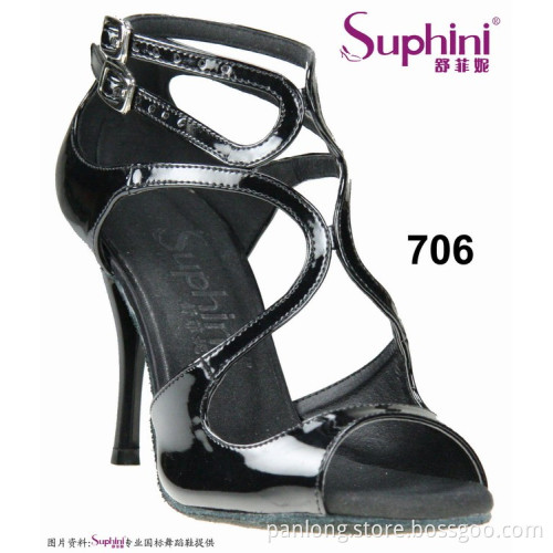 Suphini Black Satin Comfortable Party Latin Dance Shoes